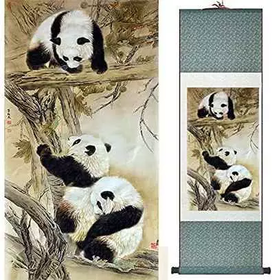 Pittura cinese su seta Panda